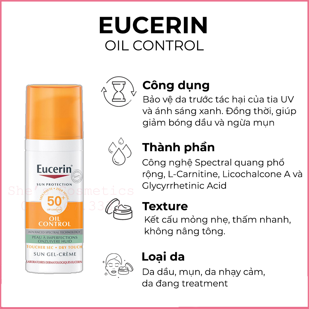 Kem chống nắng Eucerin Sun Gel-Cream Oil Control SPF 50+